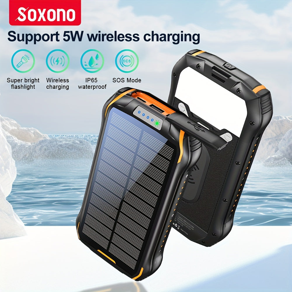 26800mAh solar power charger with flashlight waterproof portable external battery charger