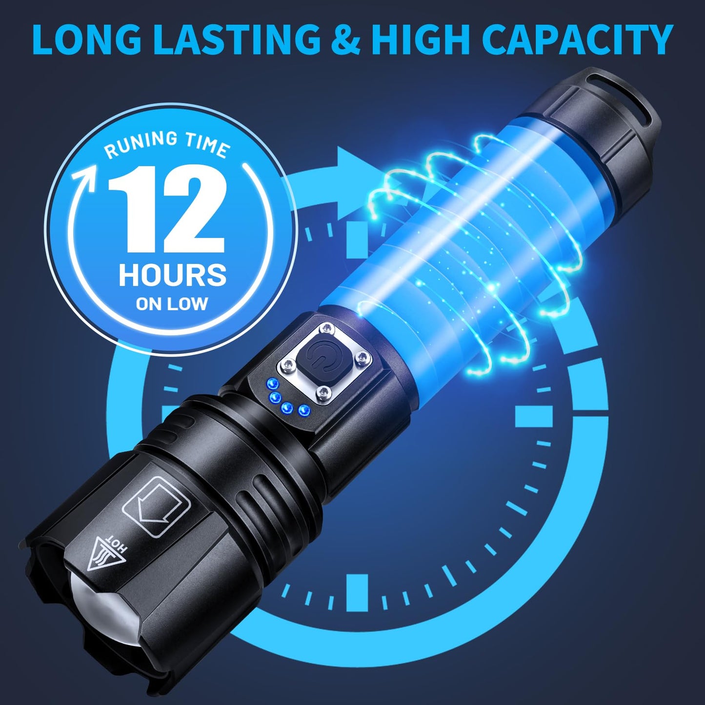 26650/18650 Battery 5 Lighting Modes 1000 m Bright Flashlight