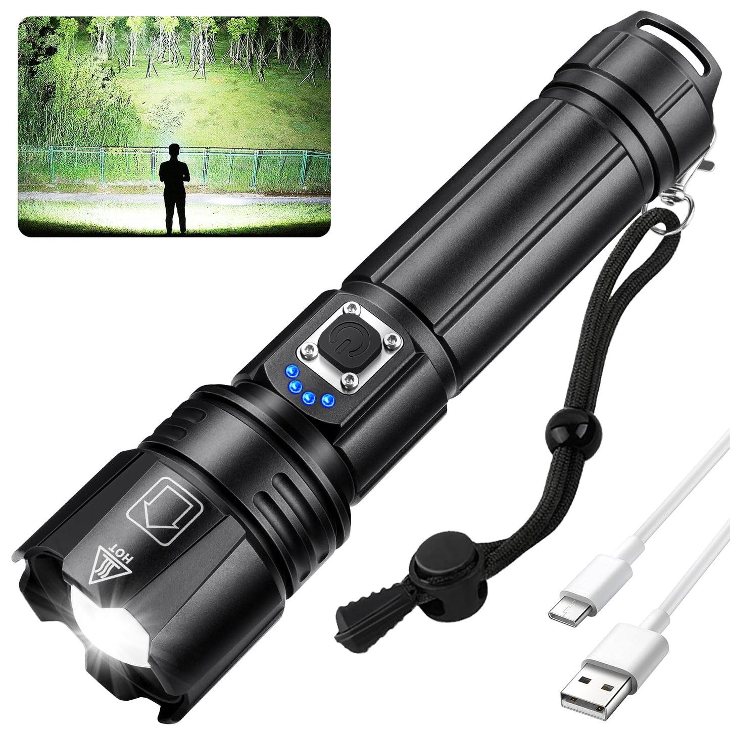 26650/18650 Battery 5 Lighting Modes 1000 m Bright Flashlight